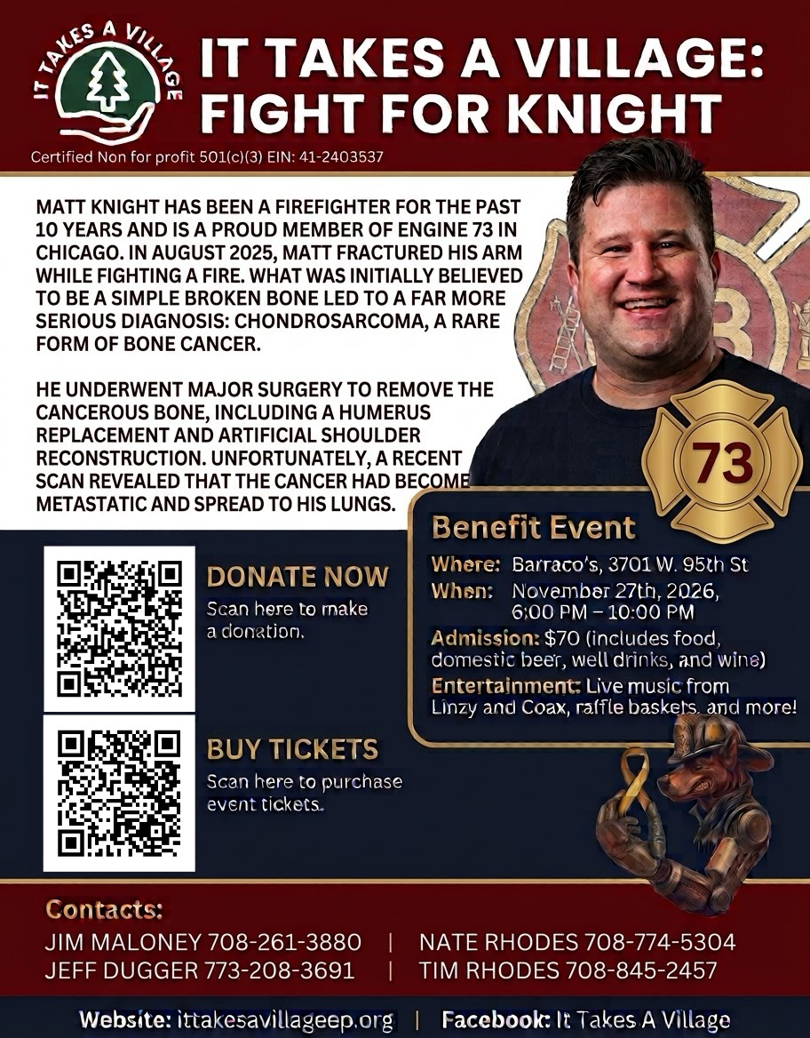 Fight for Knight benefit event poster with details on Matt Knight's story and the upcoming fundraiser
